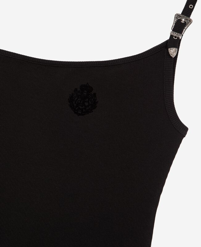The Kooples FEMME BLACK débardeur asymétrique côtelé noir