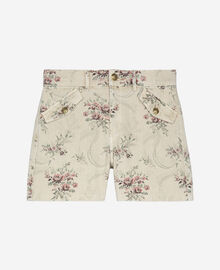 The Kooples FEMME BEIGE TAUPE short imprimé fleuri en denim beige