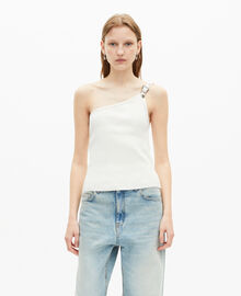 The Kooples FEMME ECRU débardeur asymétrique côtelé écru