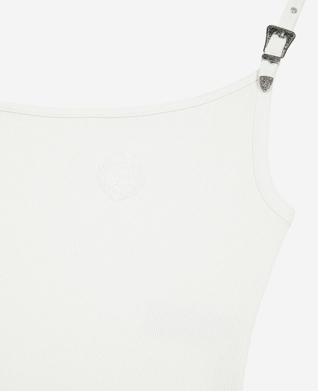 The Kooples FEMME ECRU débardeur asymétrique côtelé écru