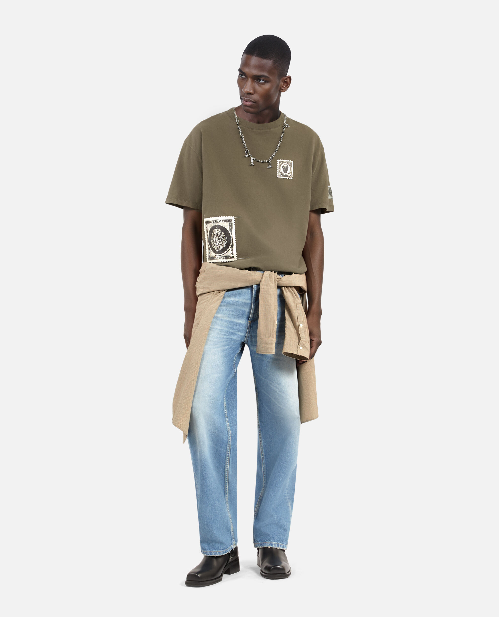 T-shirt avec patchs kaki, DARK BROWN, hi-res image number null