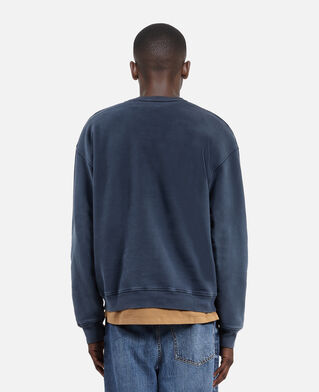 The Kooples HOMME WASHED NAVY sweatshirt avec sérigraphie logo bleu marine