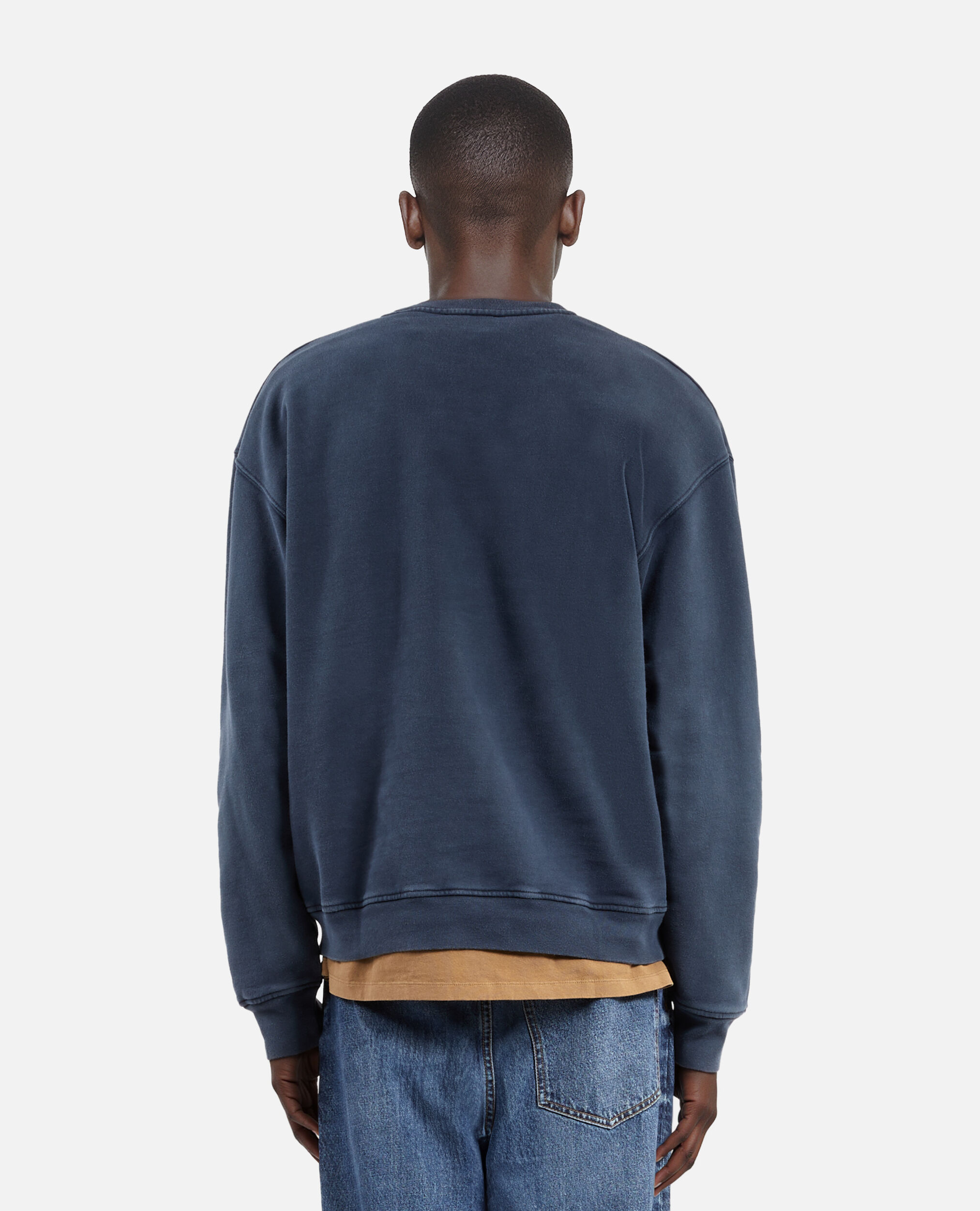 Sweatshirt avec sérigraphie logo bleu marine, WASHED NAVY, hi-res image number null