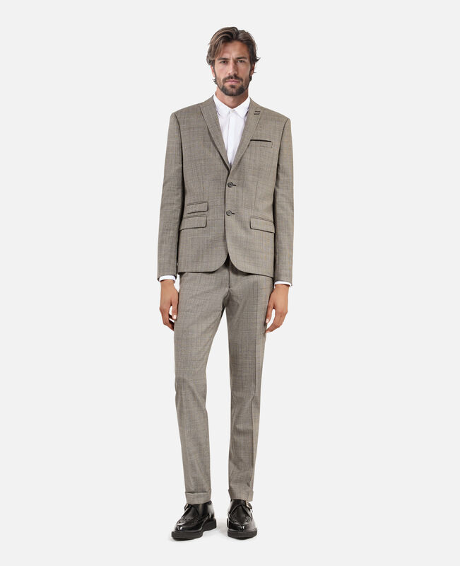 The Kooples HOMME BEIGE MELANGE veste de costume en laine prince de galles beige