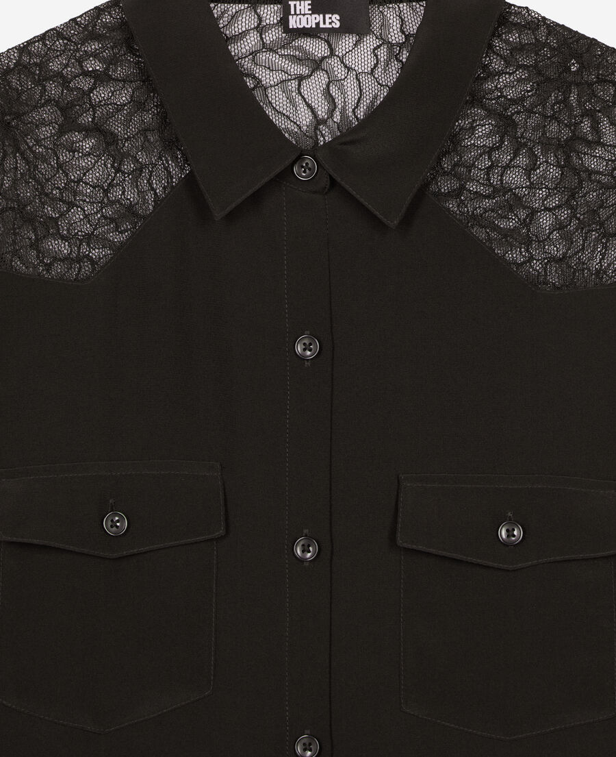 The Kooples FEMME BLACK chemise en soie avec dentelle noire