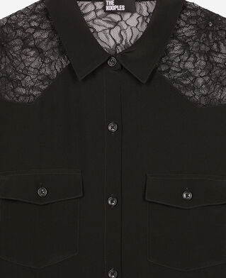 The Kooples FEMME BLACK chemise en soie avec dentelle noire
