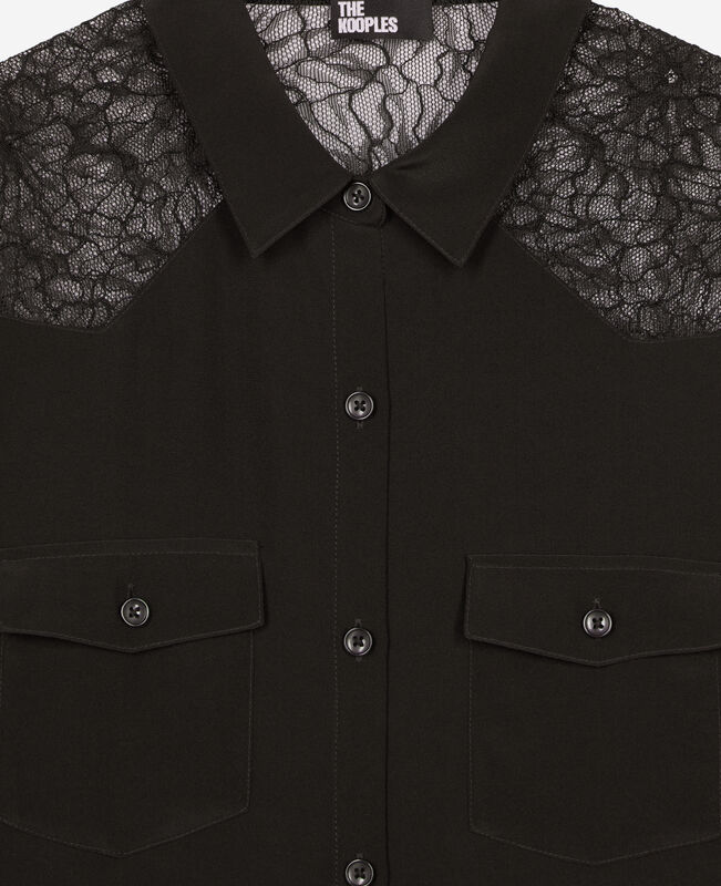 The Kooples FEMME BLACK chemise en soie avec dentelle noire