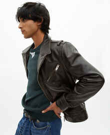 The Kooples HOMME BLACK USED LIGHT blouson style biker en cuir noir