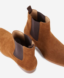 The Kooples HOMME BROWN bottines chelsea en cuir suède marrons