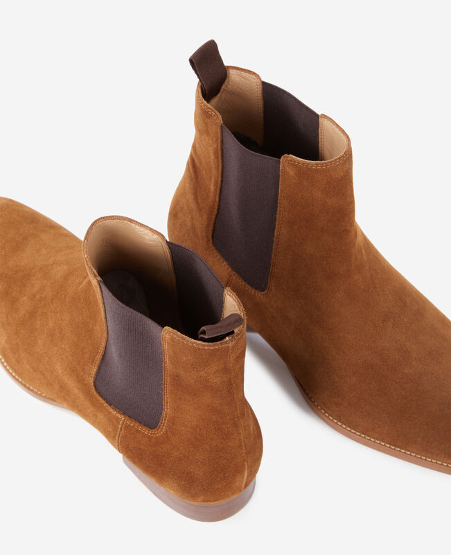 The Kooples HOMME BROWN bottines chelsea en cuir suède marrons