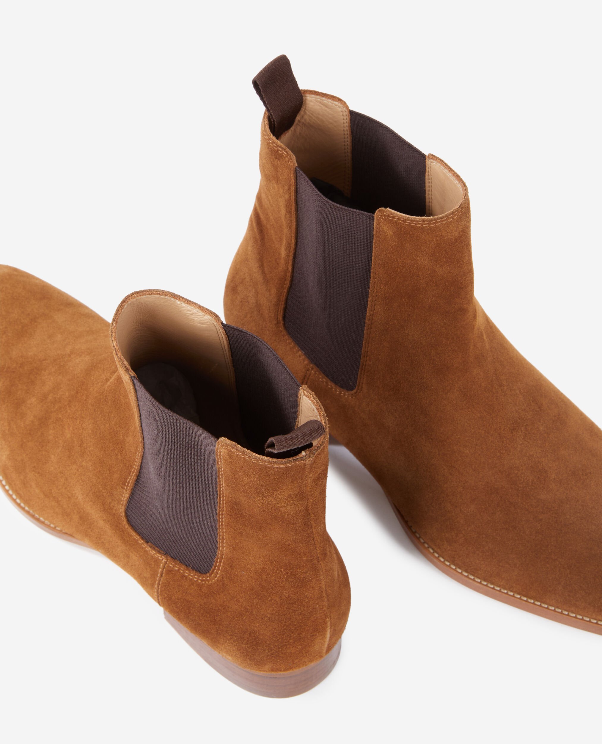 Bottines Chelsea en cuir suède marrons, BROWN, hi-res image number null