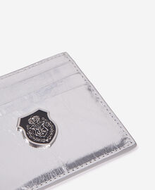 The Kooples FEMME SILVER porte cartes blason en cuir argenté