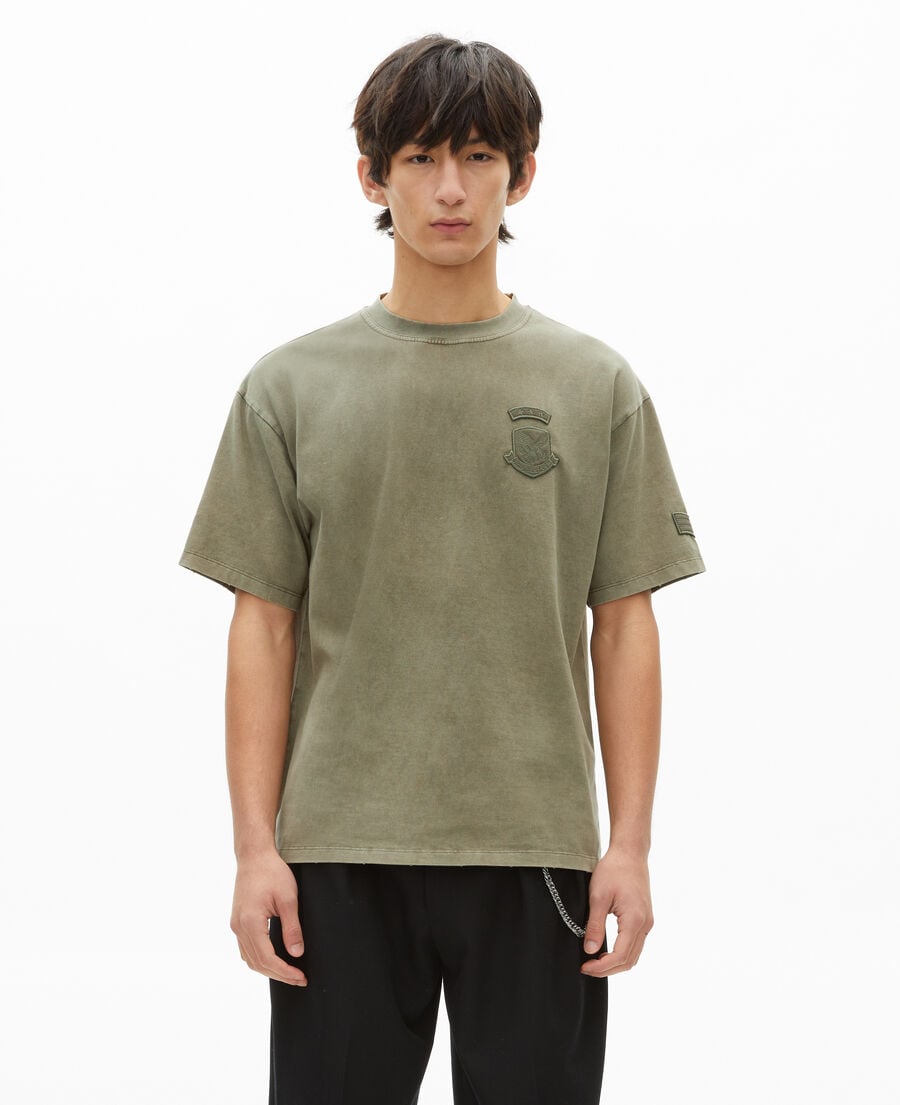 The Kooples MEN KAKI t-shirt with khaki patches