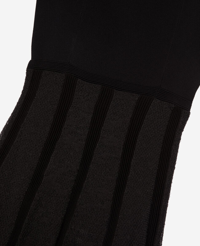 The Kooples FEMME BLACK robe longue en maille et dentelle noire