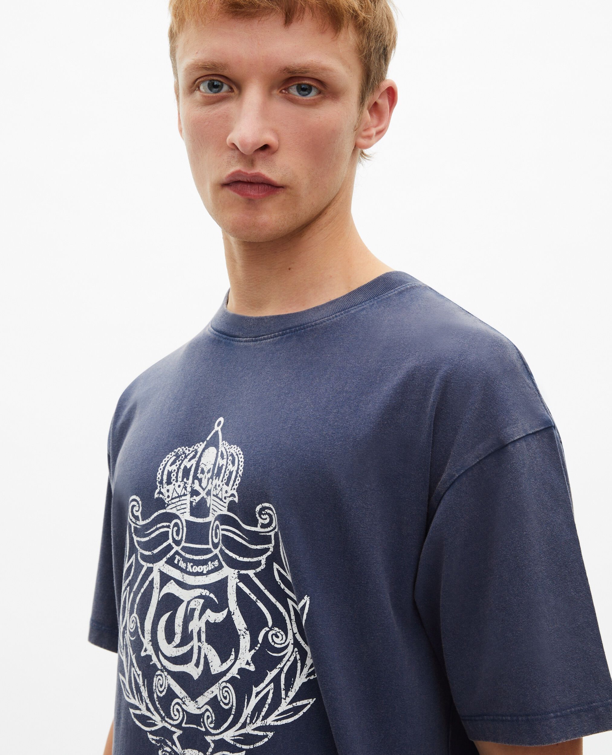 T-shirt avec sérigraphie blason marine, DARK NAVY, hi-res image number null
