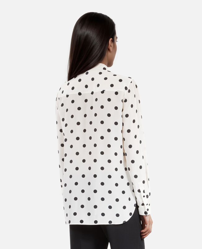 The Kooples FEMME WHITE / BLACK chemise à pois en soie blanche