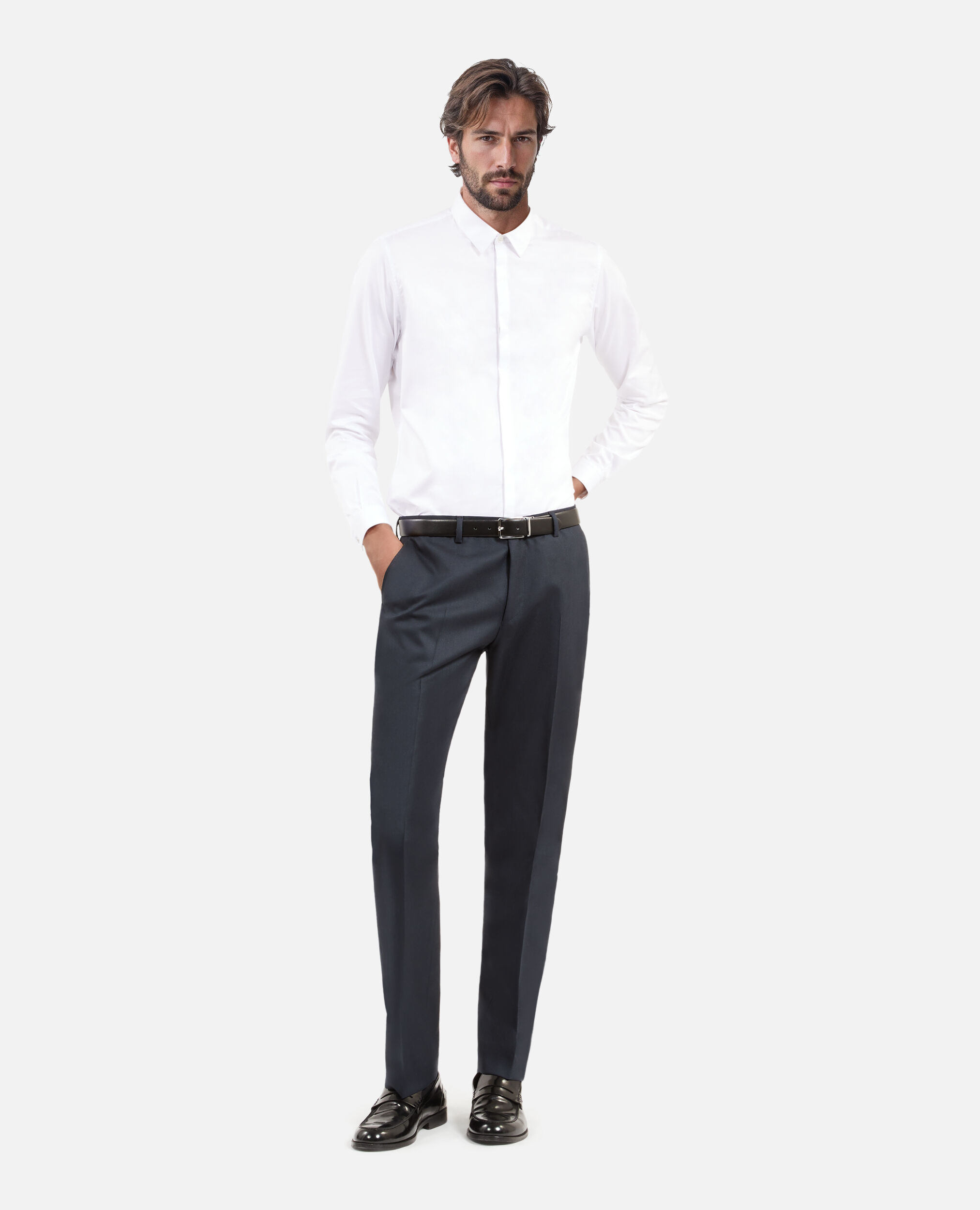Pantalon de costume droit bleu, BLUE PETROL, hi-res image number null