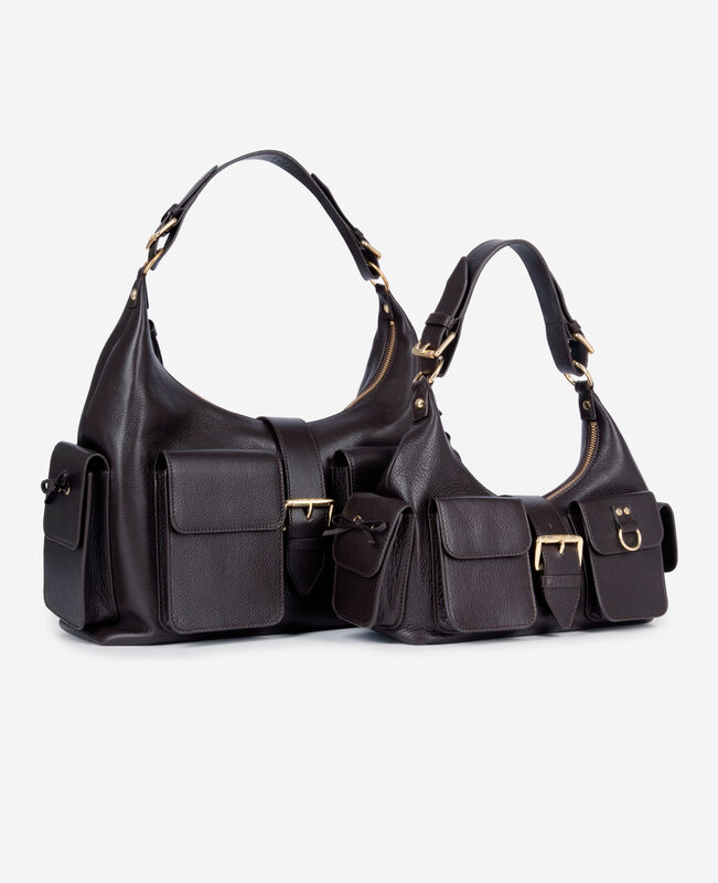 The Kooples FEMME BROWN sac amelia en cuir grainé marron