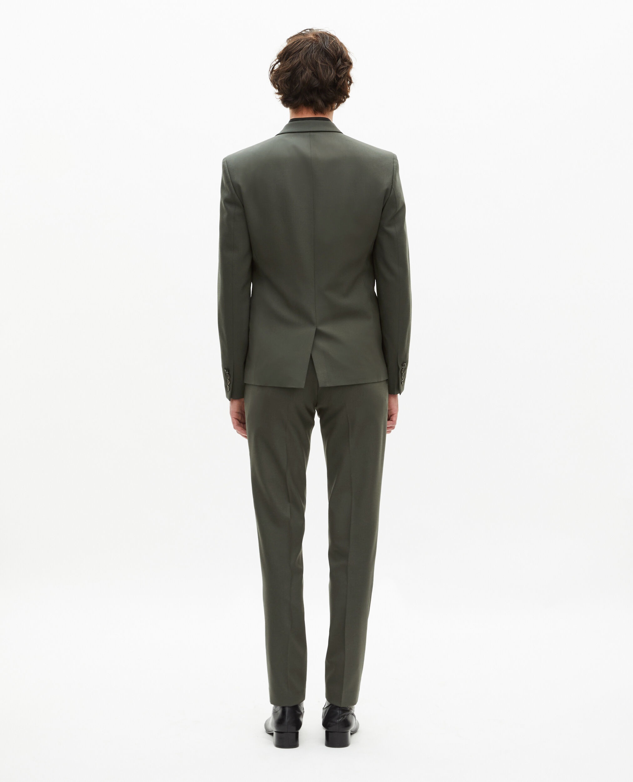Veste de costume en laine kaki coupe ajustée, KAKI, hi-res image number null