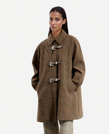 The Kooples FEMME CHOCOLATE manteau en laine prince de galles marron