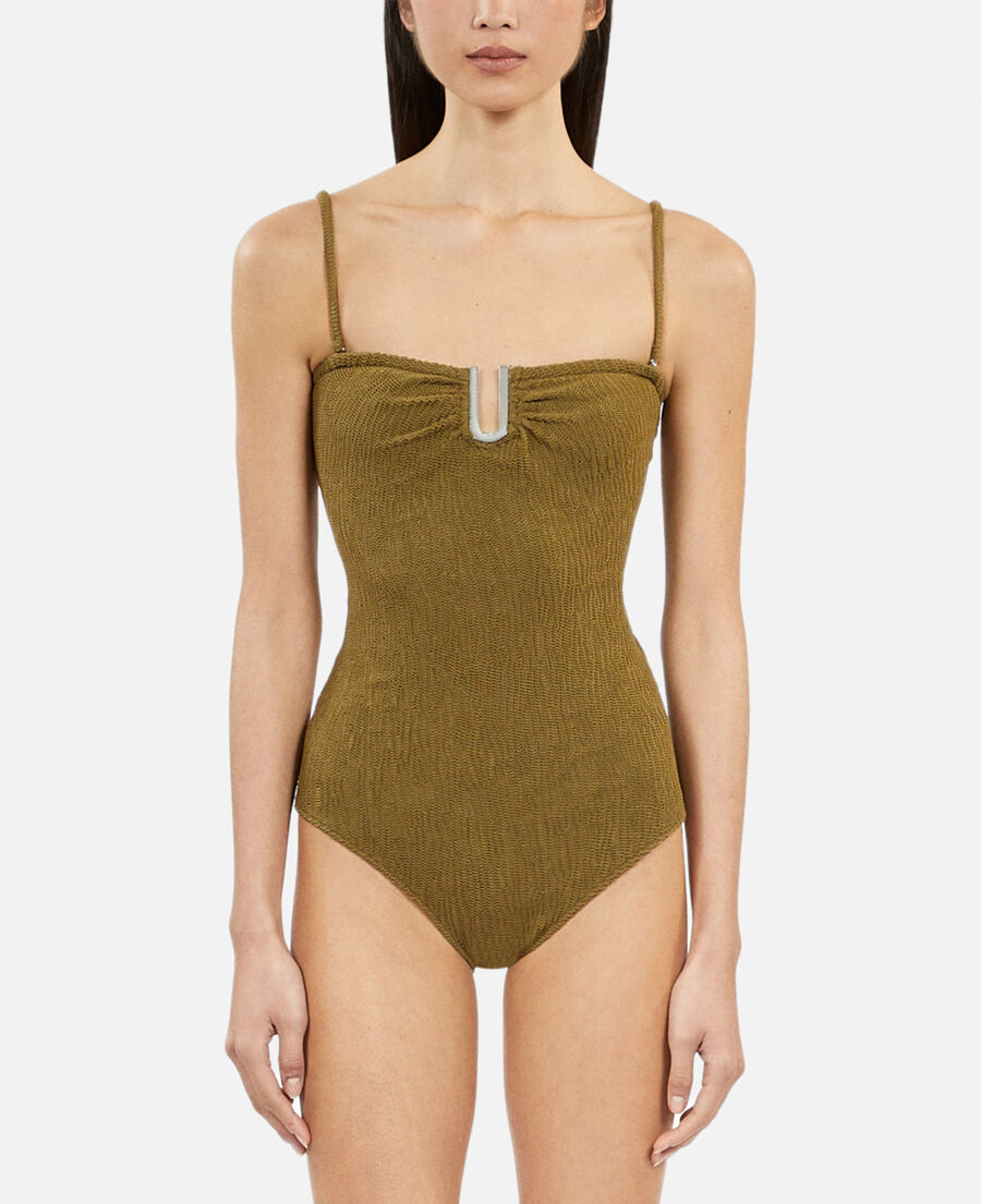 The Kooples FEMME KAKI maillot de bain the kooples x luz une pièce bustier kaki