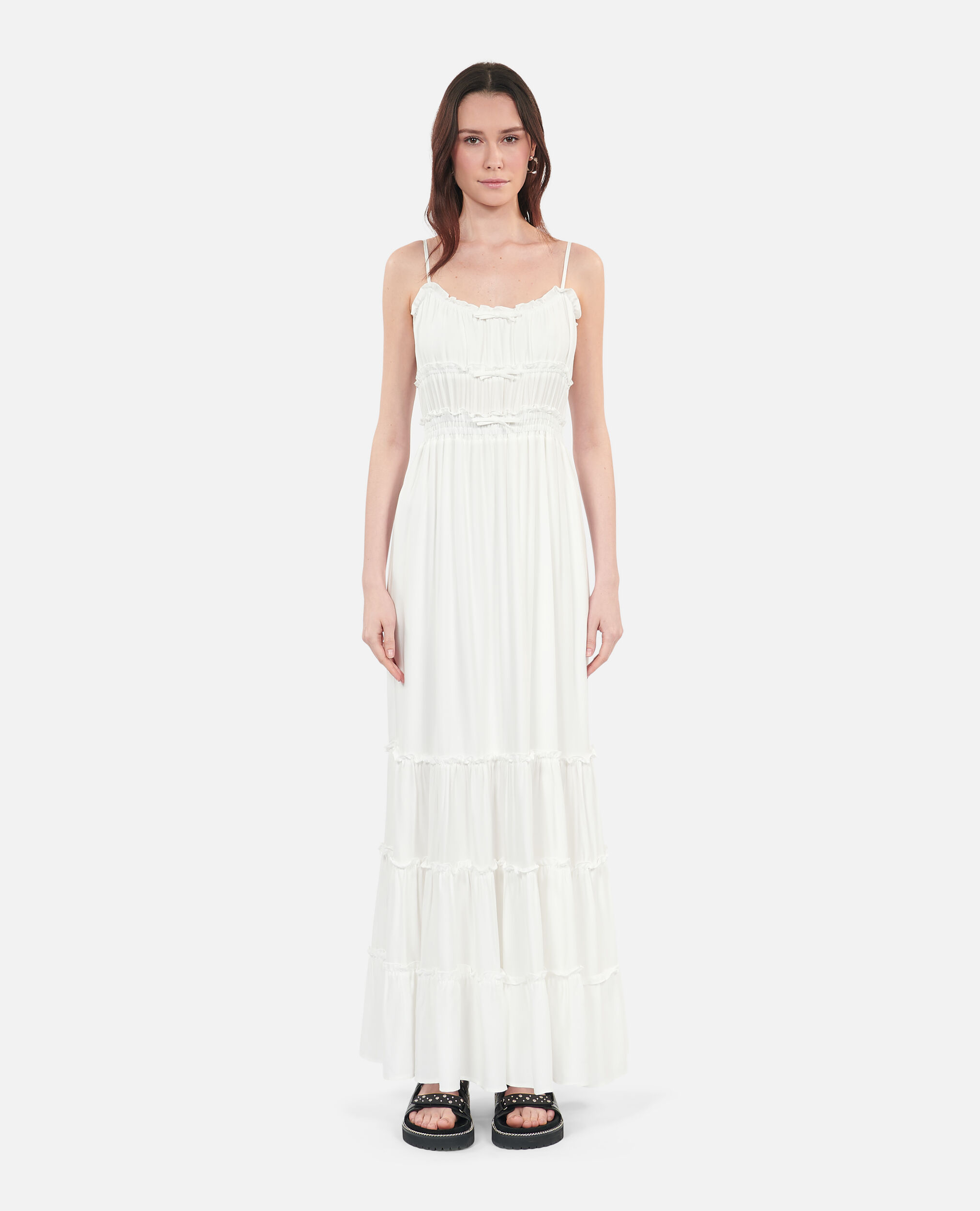 Robe longue avec nœuds blanche, WHITE, hi-res image number null