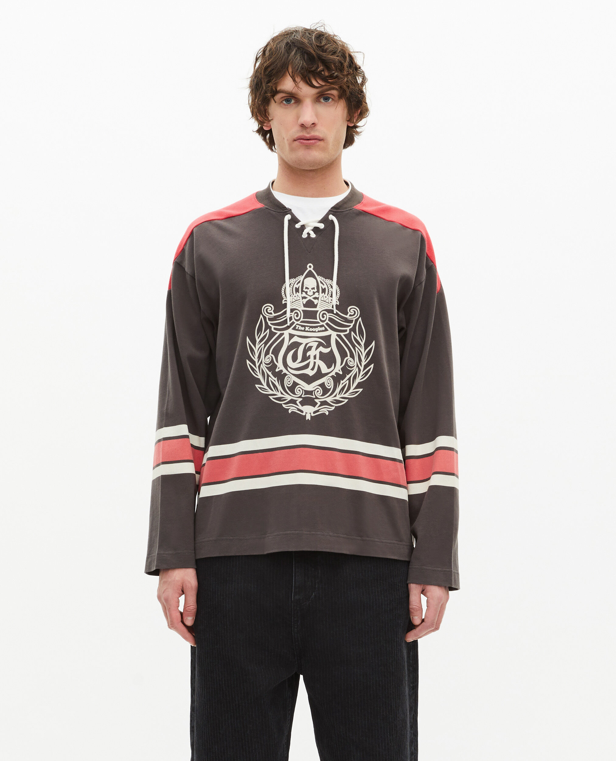 Sweatshirt avec blason noir, BLACK WASHED, hi-res image number null