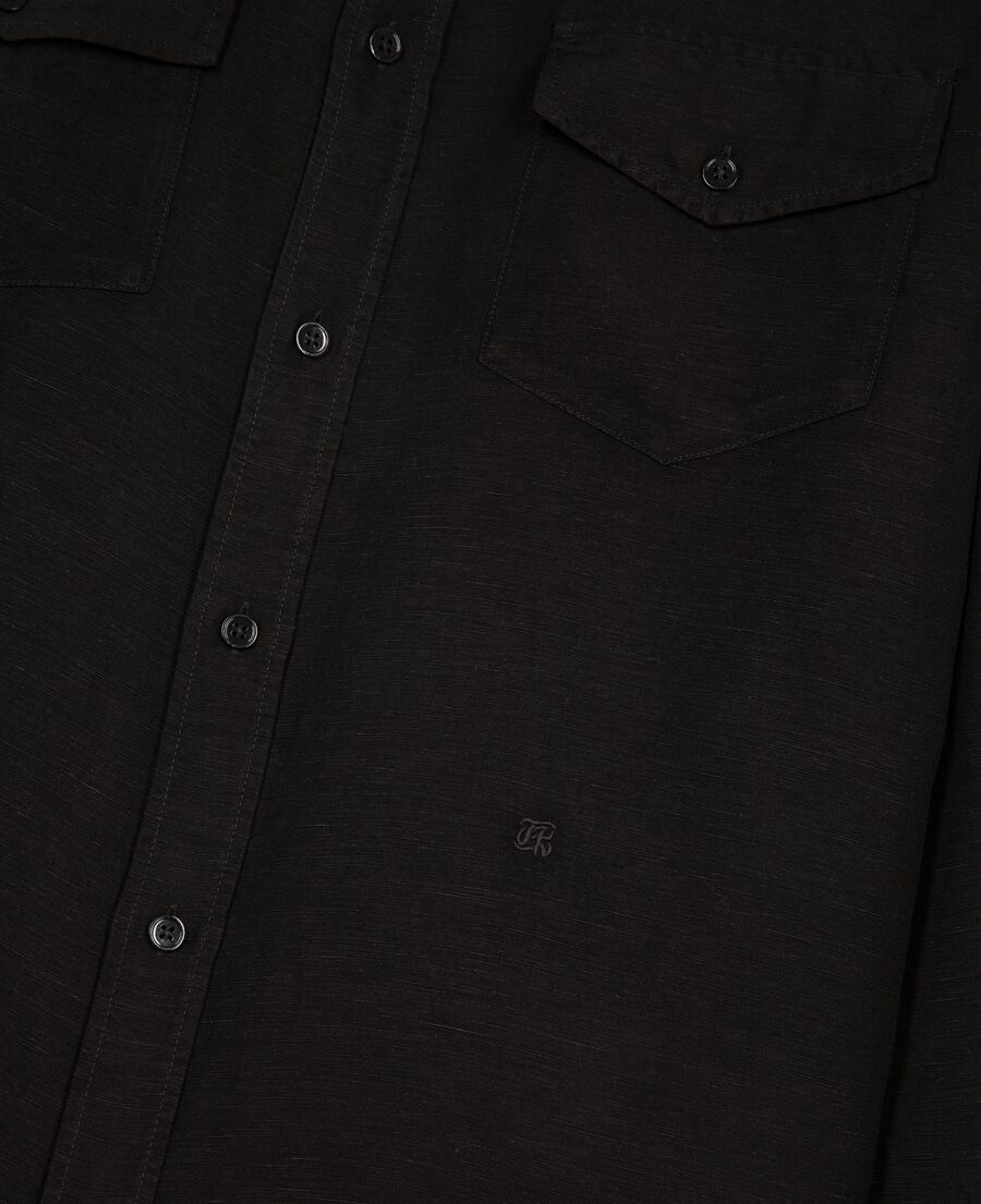 The Kooples HOMME BLACK chemise en mix lin noire