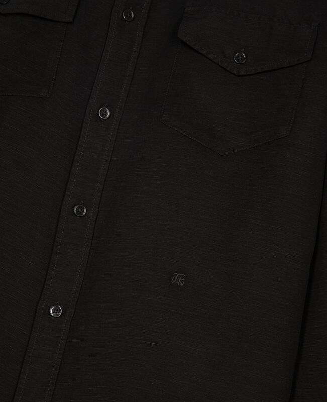The Kooples HOMME BLACK chemise en mix lin noire