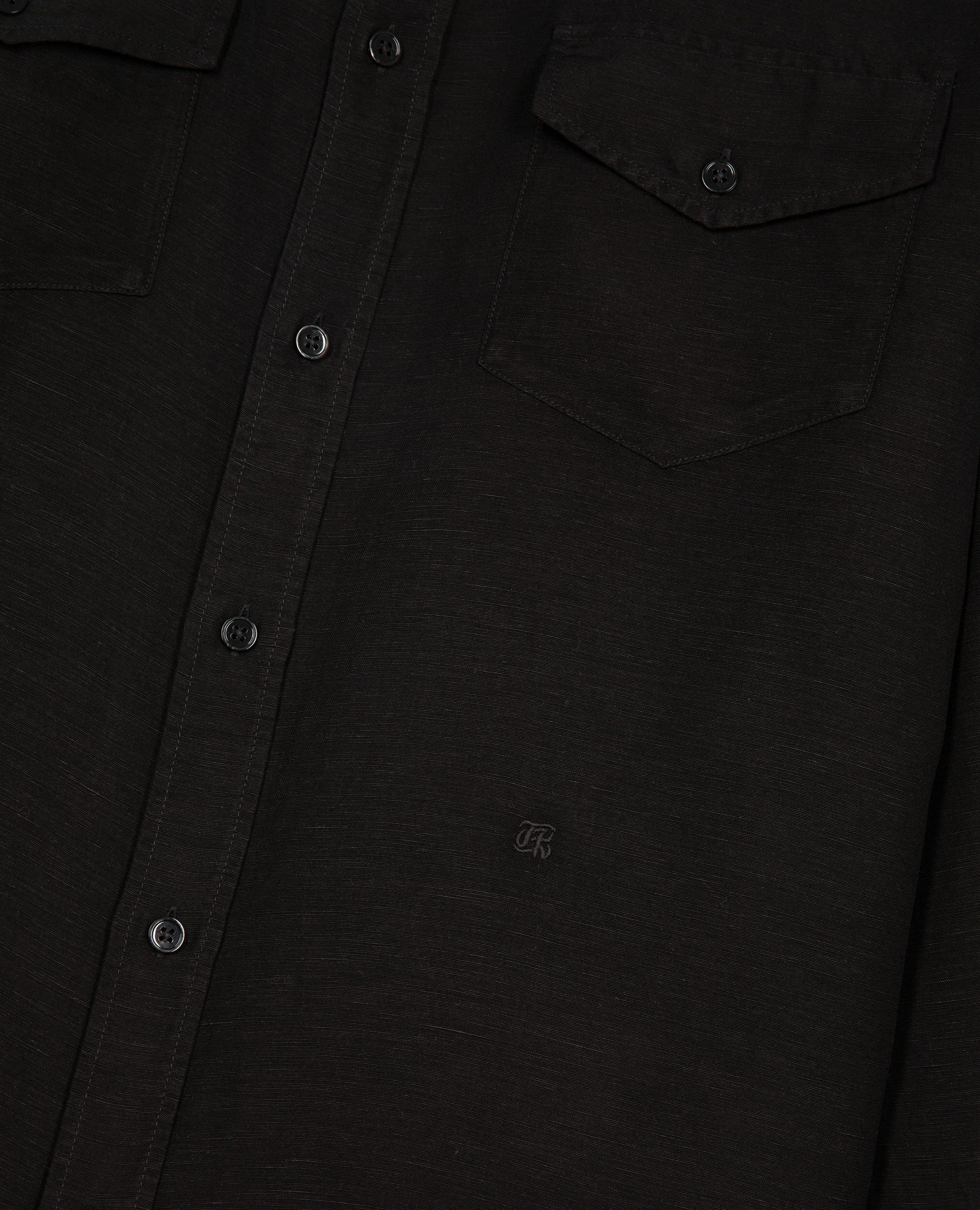 Chemise en mix lin noire, BLACK, hi-res image number null