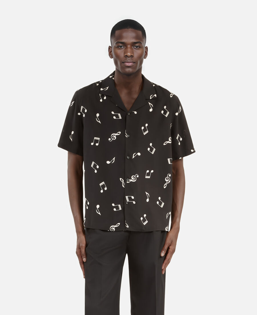 The Kooples MEN BLACK WHITE music print short sleeve shirt