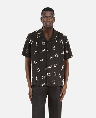 The Kooples MEN BLACK WHITE music print short sleeve shirt