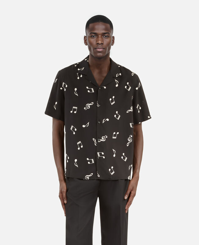 The Kooples HOMME BLACK WHITE chemise manches courtes imprimé musique