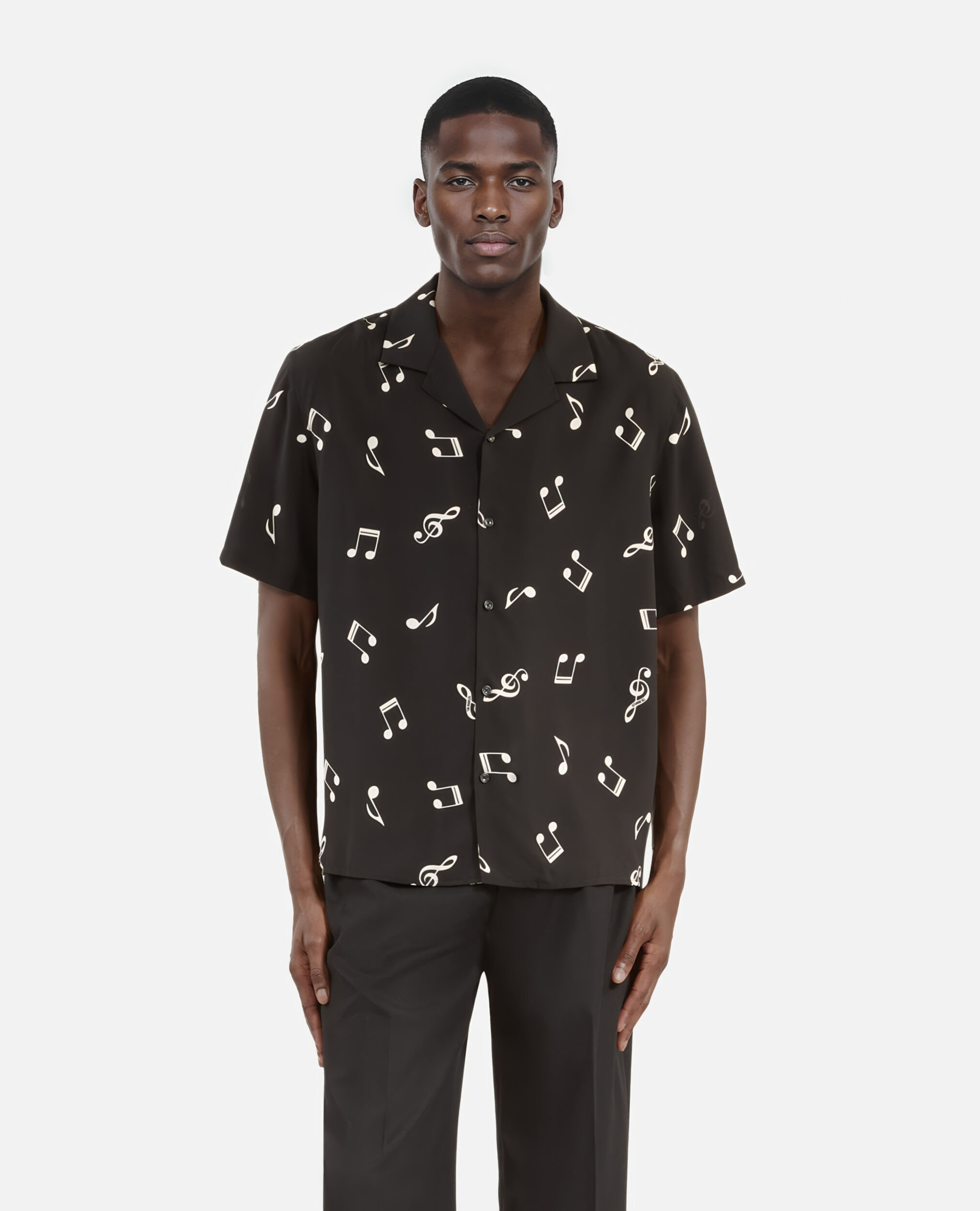 Chemise manches courtes imprimé musique, BLACK WHITE, hi-res image number null