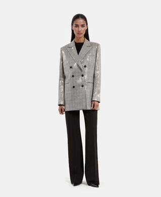 The Kooples WOMEN GREY prince of wales sequin jacket, grey