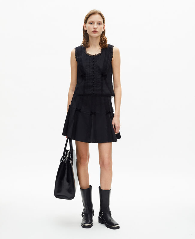 The Kooples FEMME BLACK top avec dentelle noir