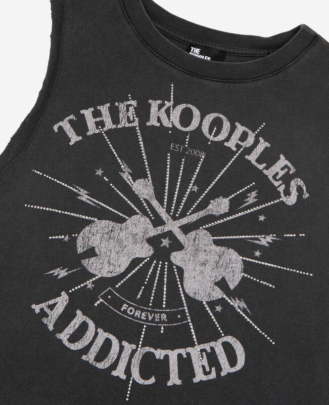 The Kooples FEMME BLACK WASHED débardeur avec sérigraphie noir délavé