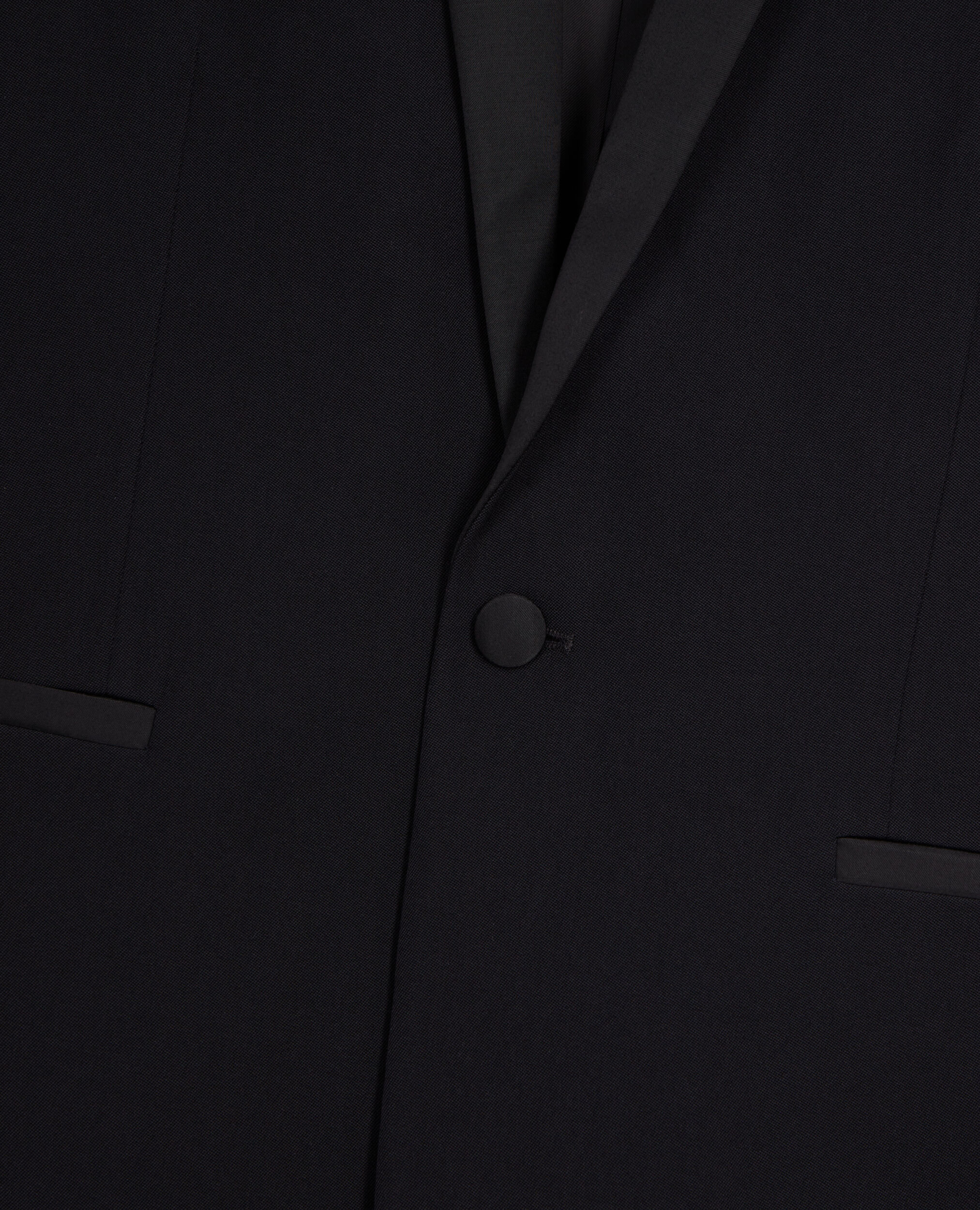 Veste de smoking avec détails en satin coupe ajustée noire, BLACK, hi-res image number null