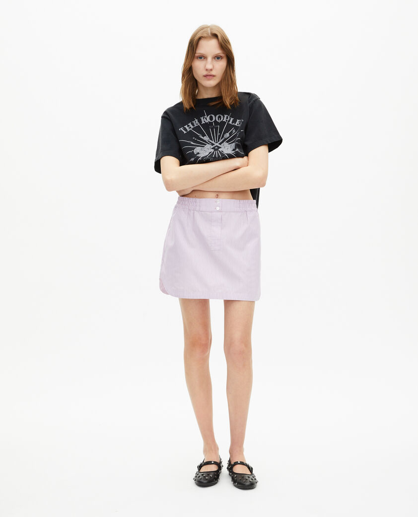 The Kooples MUJER BLACK WASHED camiseta con serigrafía de pedrería negra descolorida