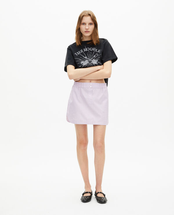 The Kooples FEMME BLACK WASHED t-shirt avec sérigraphie en strass noir délavé