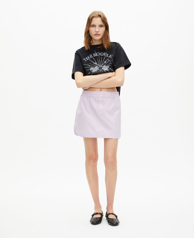 The Kooples FEMME BLACK WASHED t-shirt avec sérigraphie en strass noir délavé