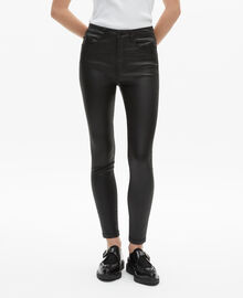 The Kooples FEMME BLACK jean slim effet cuir noir