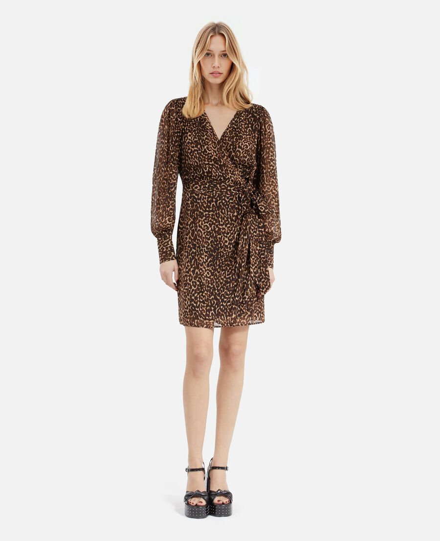 The Kooples FEMME LEOPARD robe portefeuille courte imprimé léopard