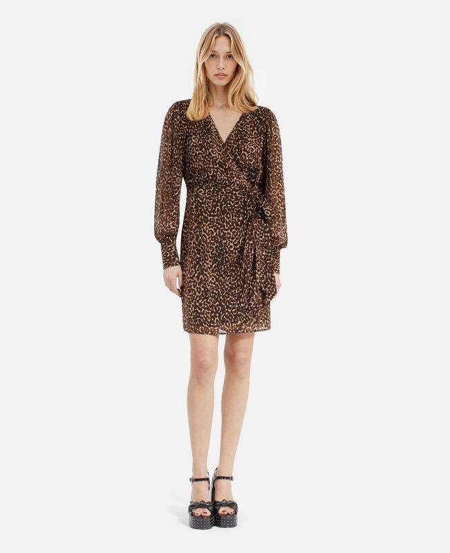 The Kooples FEMME LEOPARD robe portefeuille courte imprimé léopard