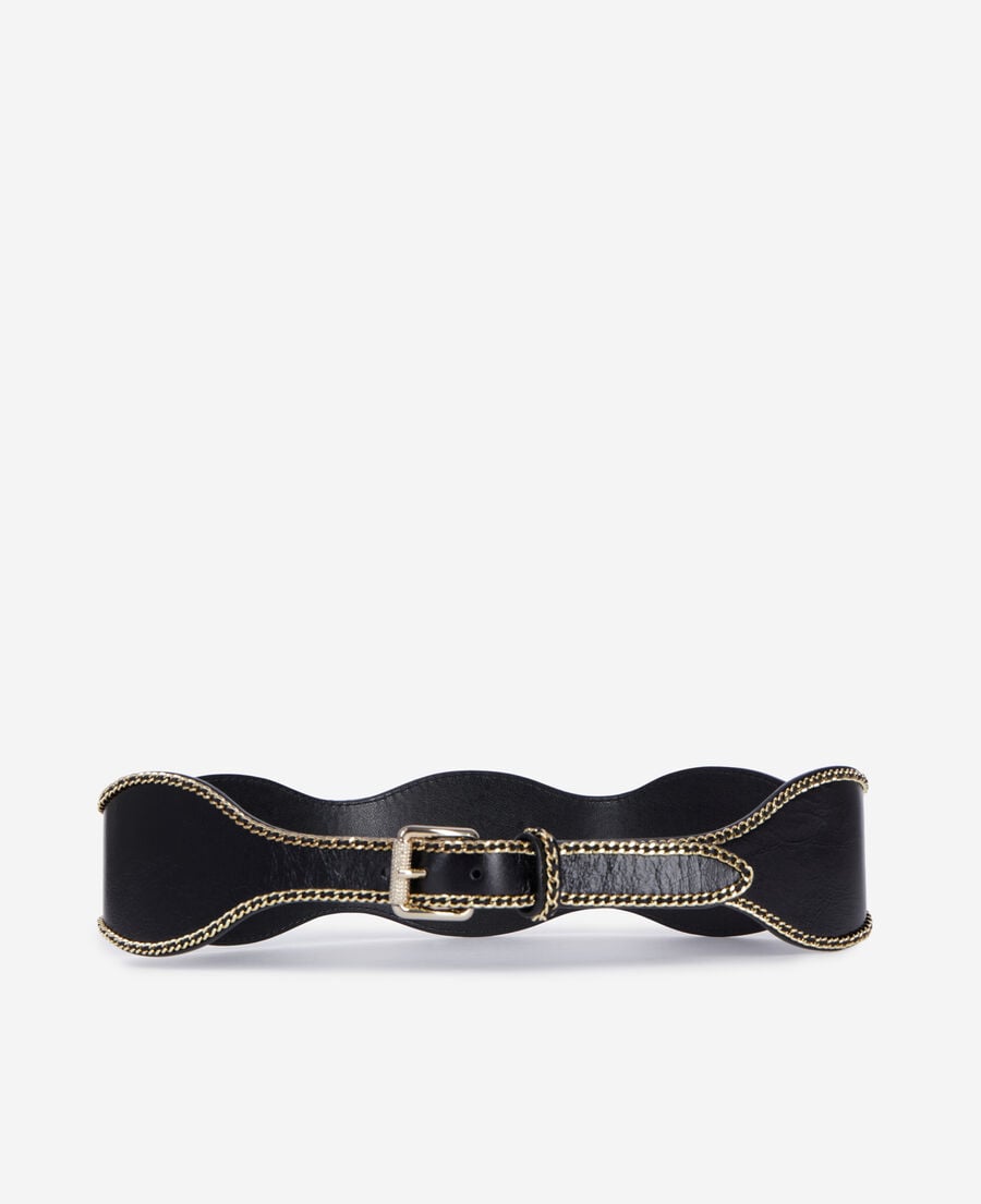 The Kooples FEMME BLACK ceinture large avec chaînes en cuir noir