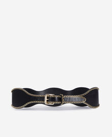 The Kooples FEMME BLACK ceinture large avec chaînes en cuir noir