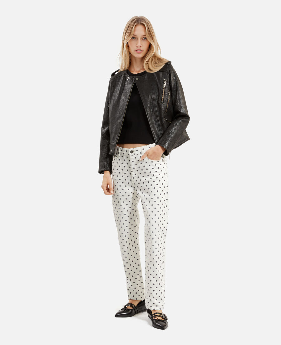 The Kooples FEMME BEIGE GREY jean slim à pois beige