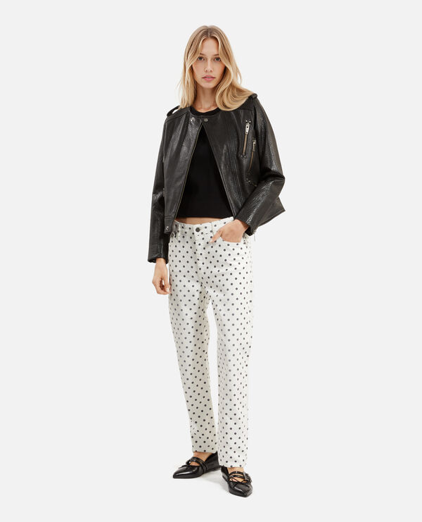The Kooples FEMME BEIGE GREY jean slim à pois beige
