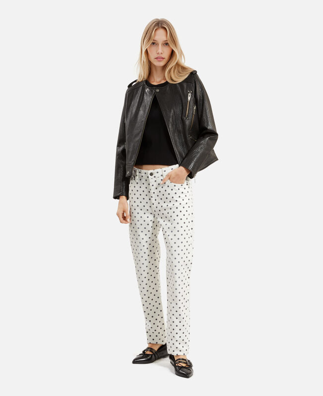 The Kooples FEMME BEIGE GREY jean slim à pois beige