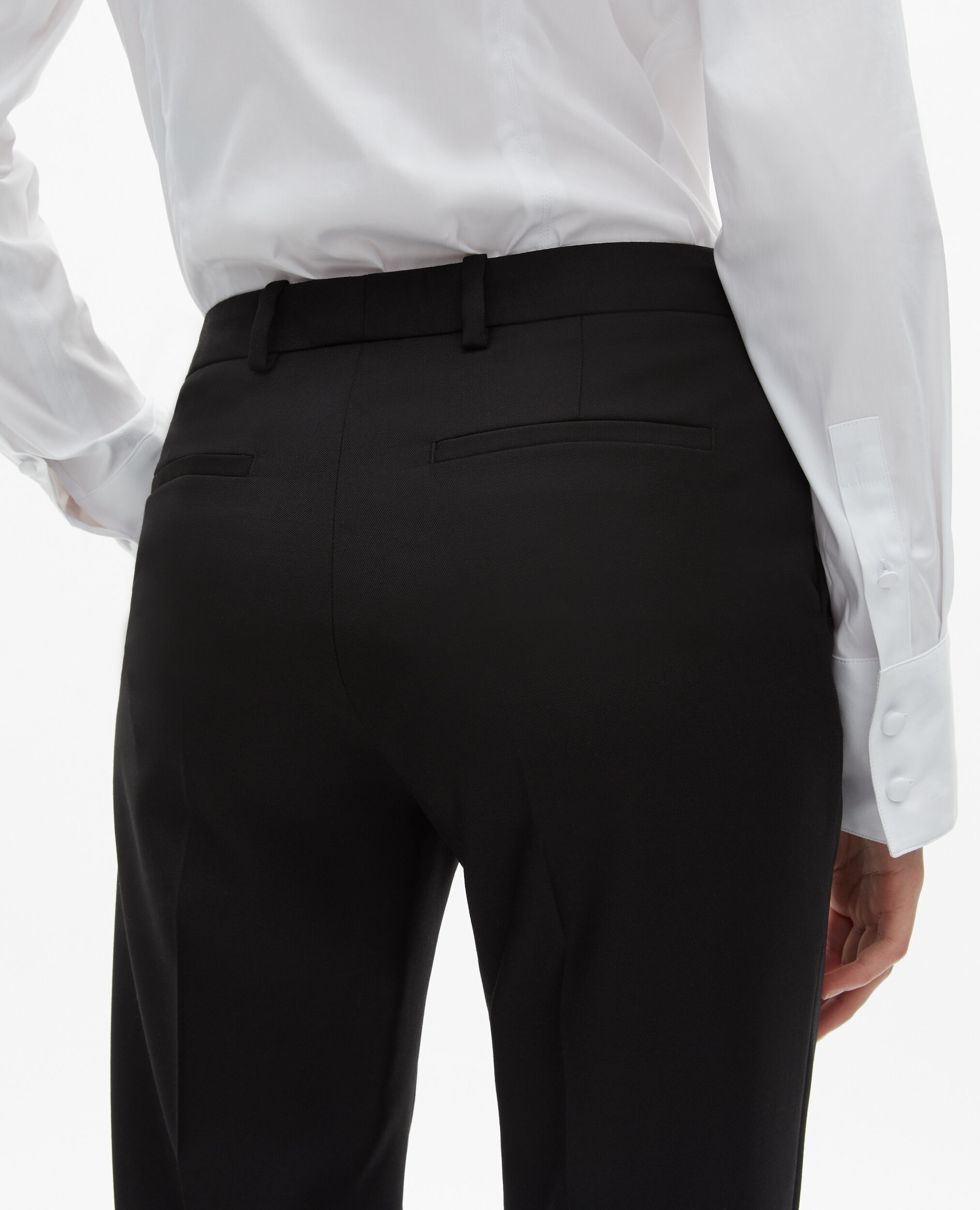 Pantalon tailleur en laine coupe ajustée noir , BLACK, hi-res image number null